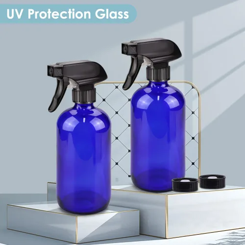 Miniatura 3 de Bontip - Botella de vidrio con atomizador, juego de botellas de vidrio con atomizador y accesorios para limpiadores de ventanas no tóxicos, Azul