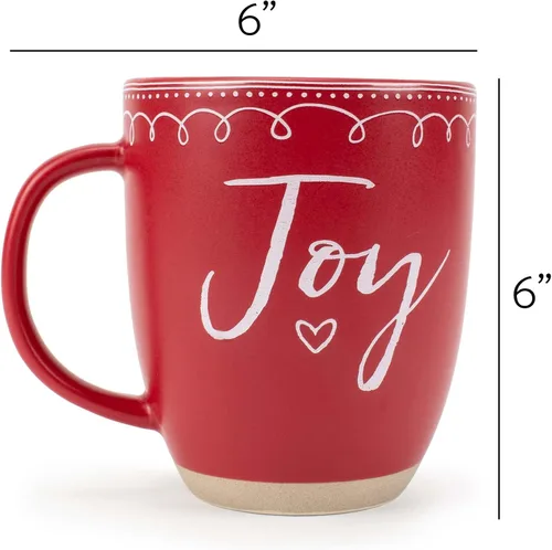 Miniatura 5 de Elanze Designs Joy Raw Clay Bottom Roja Taza de Café de Cerámica Navideña de 16 Onzas