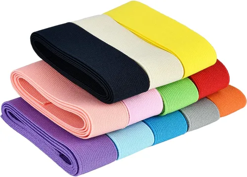 BENECREAT 12 colores 13 yardas cinta elástica 1.181 in/1.2'' ancho elástico costura artesanía banda elástica para lazos para el pelo diademas
