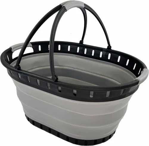 SAMMART Cesta plegable de plástico para la ropa sucia de 25 litros (6.6 galones), contenedor de almacenamiento plegable y organizador, cesta de