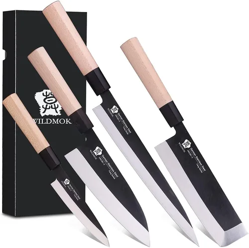 Miniatura 10 de Cuchillo Deba WILDMOK de 7 pulgadas, cuchillo Usuba asiático para salmón, cuchillo Sashimi de acero inoxidable alemán con hoja y mango de madera