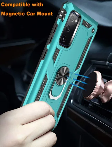 Miniatura 6 de LUMARKE Funda para Galaxy S20 FE con protector de pantalla, supera los 16 pies, probada en caídas, de grado militar, con soporte de anillo verde