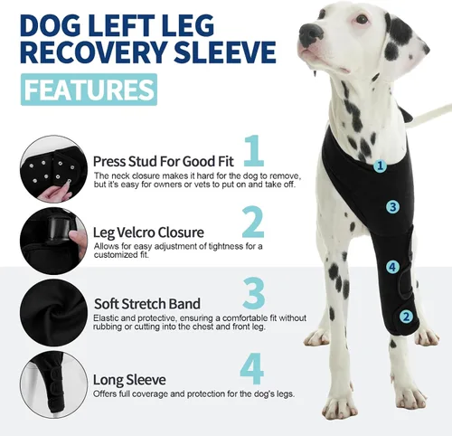Miniatura 2 de ROZKITCH Traje de recuperación para perros para piernas delanteras izquierdas, traje de cirugía transpirable para perro, antilamer, alternativa