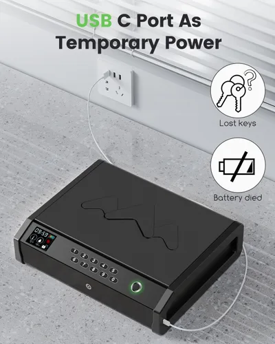 Miniatura 4 de HOLEWOR Gun Safe, Biometric Gun Safes for Pistols with LCD Display of Temperature Humidity, Fingerprint Quick Access Pistol Safe Solid Handgun Safe