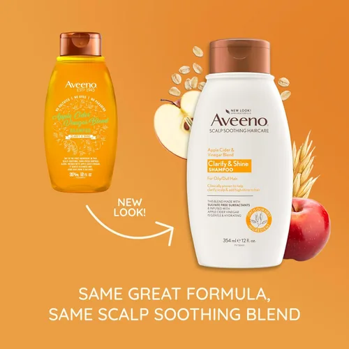 Miniatura 2 de Champú aclarante de vinagre de sidra de manzana Aveeno, mejora el brillo, 12 fl oz