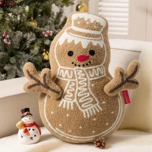 Miniatura 7 de Phantoscope - Funda de almohada de Navidad de la serie Gingerbread, almohada decorativa de Navidad con forma de chica de jengibre de peluche