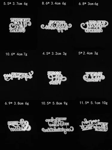Miniatura 2 de JIHFOHHA - 17 piezas de troqueles de palabras para hacer tarjetas, troqueladas de metal, feliz corte, deseo, palabras en inglés, troqueladas