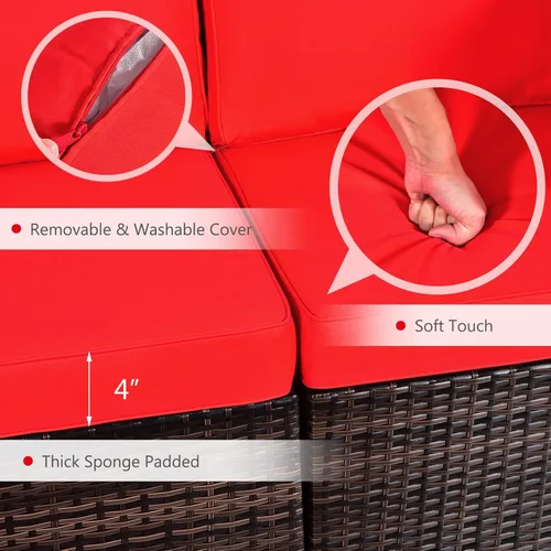 Miniatura 7 de Tangkula Juego de muebles de patio de 7 piezas con mesa para fogata, 50,000 BTU 32 pulgadas de propano con cubierta impermeable, juego de mimbre
