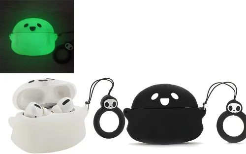 Miniatura 2 de Paquete de 2: funda fantasma 3D negra y blanca (brilla en la oscuridad) para Airpod Pro/Pro 2nd, funda linda de dibujos animados 3D para niños