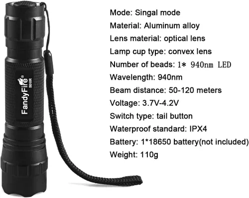Miniatura 5 de 940nm IR linterna iluminador luz infrarroja visión nocturna foco ajustable LED linterna antorcha para caza (no incluye batería)