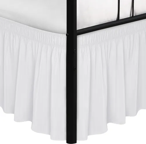 Miniatura 14 de Biscaynebay Faldas de cama envolventes con esquinas divididas para camas Twin/Twin XL de 15 pulgadas de caída, volantes de polvo elásticos Negro