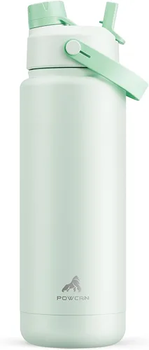 Miniatura 60 de POWCAN - Botella de agua térmica 2 en 1, sorbete y tapa con boquilla, antifugas, acero inoxidable sin BPA, apta portavasos automóvil, bebida fría 24