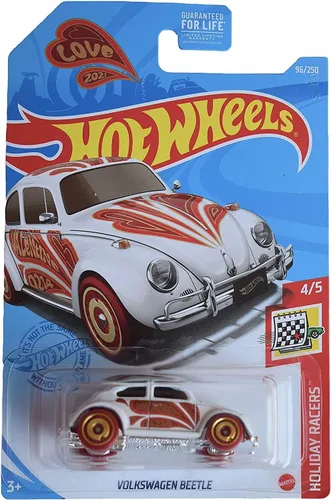 DieCast Hotwheels Volkswagen Beetle, Holiday Racers 45 [Blanco] 96250