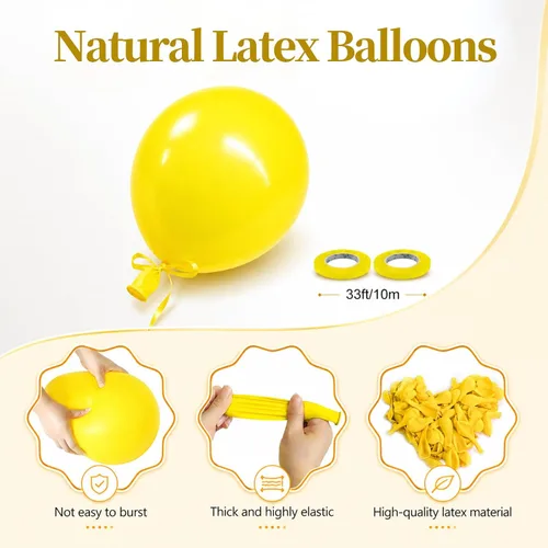 Miniatura 3 de EMART Globos amarillos de 12 pulgadas, globos de látex 100 piezas para fiestas, cumpleaños, bodas, baby shower, graduación, decoración temática