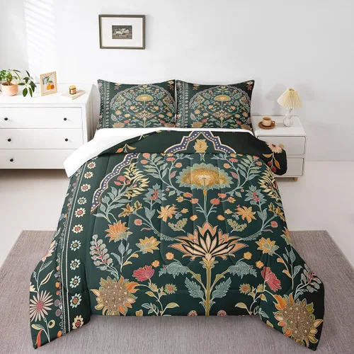 Miniatura 17 de Erosebridal - Juego de ropa de cama damascada negra para adultos, conjunto de edredón victoriano antiguo estilo barroco, tamaño queen, edredón Multi