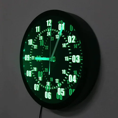 Miniatura 8 de The Geeky Days Reloj de pared con signo de neón de 24 horas de tiempo militar con retroiluminación LED zona horaria mundial militar signo de neón