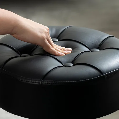 Miniatura 4 de Taburete de tocador ajustable con espuma de alta densidad y base de metal, silla giratoria de maquillaje, taburete de maquillaje pequeño