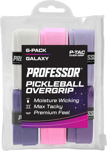 Professor P-Tac Pickleball Paddle Overgrip – Cinta de agarre máxima adherente que absorbe la humedad para paletas de pickleball en paquetes de 6 y