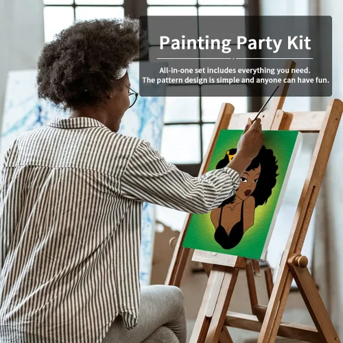 Miniatura 3 de VOCHIC Kit de pintura de lienzo predibujado para pintura para adultos, kits de fiesta de pintura y sorbo, suministros de fiesta, lienzo de 8 x 10