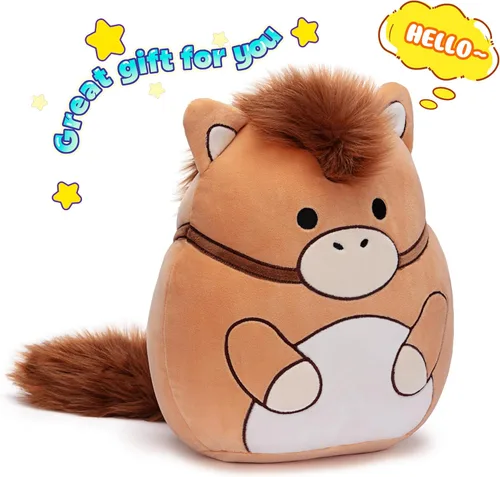Miniatura 4 de Almohada de peluche original de caballo de 12 pulgadas, tamaño grande, suave, lindo, gordo, abrazable, adorable peluche, regalo para niños