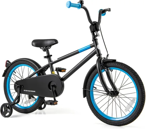 Miniatura 12 de BABY JOY Bicicleta infantil de macarones coloridos, de 12, 14, 16 y 18 pulgadas, bicicleta deportiva para niños con ruedas de entrenamiento