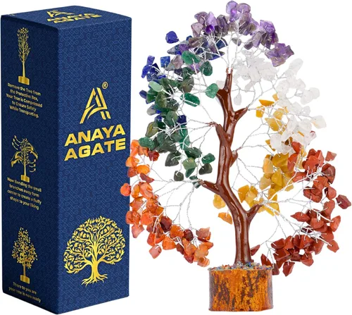 Miniatura 18 de Árbol de la vida de 7 chakras de cristal ANAYA AGATE – Árboles Bonsái de piedras preciosas curativas hechas a mano para decoración del hogar