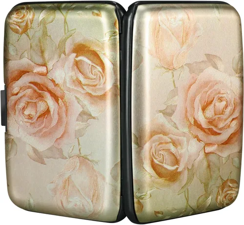 Miniatura 198 de ELFISH Mini cartera de aluminio RFID para tarjetas de crédito, funda de identificación de metal para hombres y mujeres, Happy Flower, Cartera Rfid