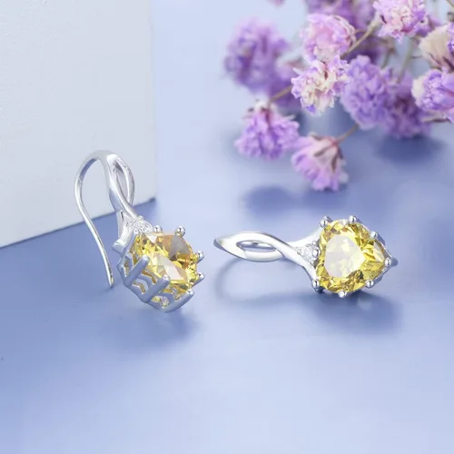 Miniatura 6 de Aretes de plata de ley 925 con piedra natal y corazón para mujer, regalo de cumpleaños para mujer