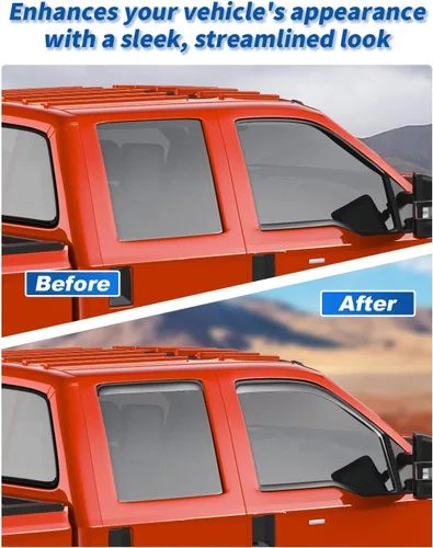 Miniatura 7 de Protectores de lluvia en canal para Ford F250-F550 1999-2016 Super Duty SuperCrew Protector de lluvia de ventana, deflectores de ventana extra