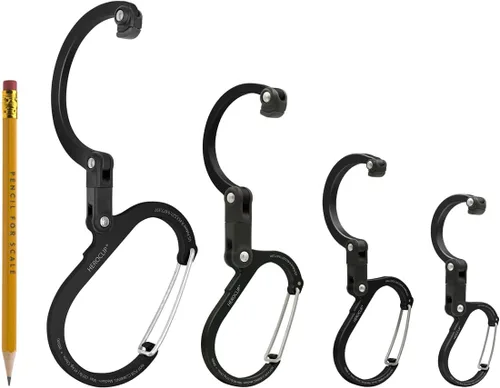 Miniatura 4 de GEAR AID HEROCLIP Mosquetón giratorio de 360° y gancho (mediano) para camping, mochila, maletas y organización de garaje Negro (Stealth Black)