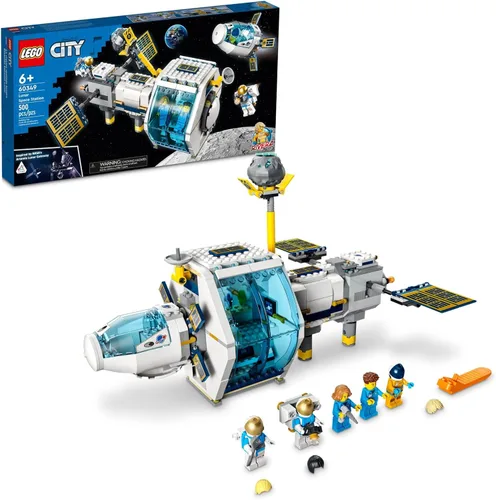 LEGO City Lunar Space Station, 60349 Juguete de construcción inspirado en la NASA, juego de modelos con cápsula de acoplamiento, laboratorios y 5
