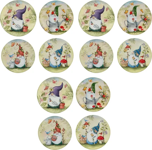 Miniatura 7 de Certified International Garden Gnomes - Platos de ensalada/postre de 9 pulgadas, multicolor, mediano, juego de 4
