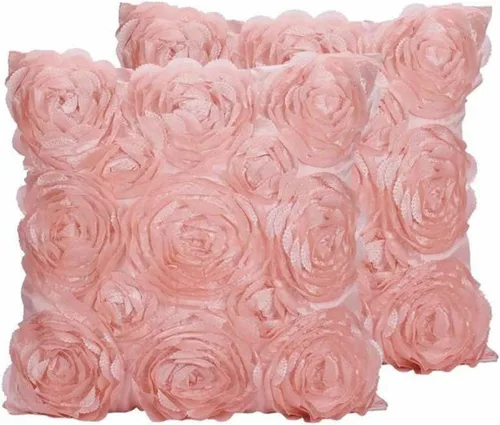 Miniatura 7 de Juego de 2 fundas para cojín pequeño decorativas SeptCity, para cojín de sofá, romántico, de amor, satén rosa, para boda, fiesta, decoración