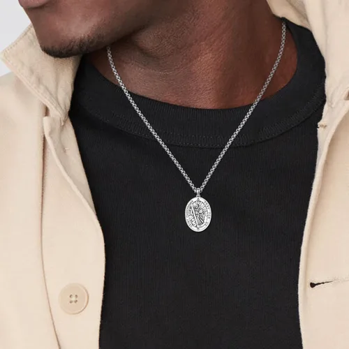 Miniatura 4 de Collar de plata de ley 925 con medalla de San Patrón, colgante de protección católica, amuleto, joyería religiosa para hombres y mujeres