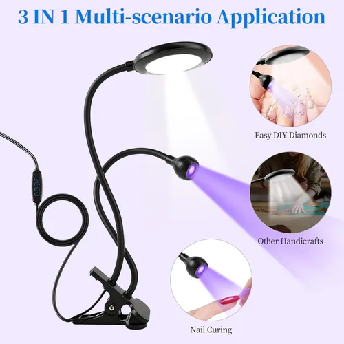 Miniatura 8 de TADOPRO - Lámpara de uñas de doble cabezal, luz de curado con flash UV, lámpara LED profesional de tecnología de uñas para uñas de gel, luz de Negro