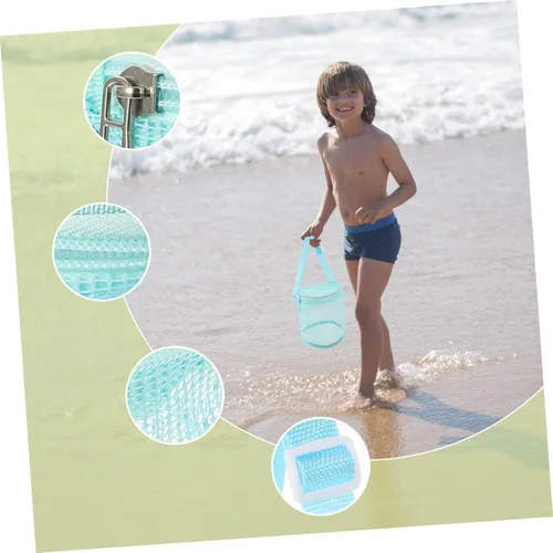 Miniatura 8 de Bolsa de playa para niños y niñas al aire libre, cubo de juguete de malla, organizador de almacenamiento de playa, guarda los juguetes en su lugar