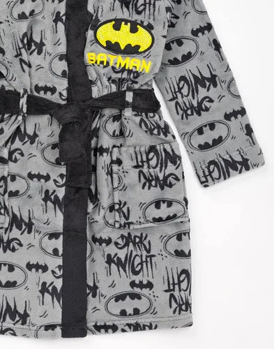Miniatura 5 de DC Comics Batman Dressing Gown Boys Kids Grey Dark Knight Pjs Bathrobe