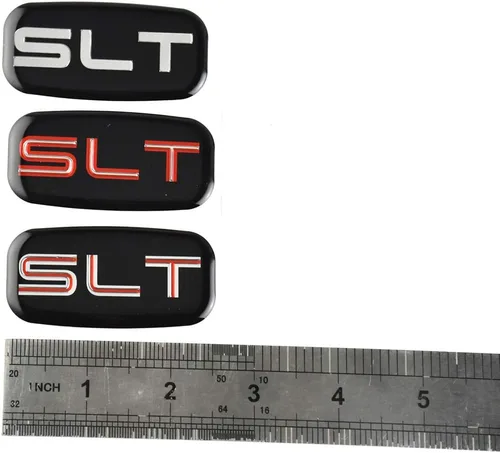 Miniatura 7 de 2 emblemas 3D para cabina SLT, pegatina para pilar del techo con logotipo de letras, reemplazo para 02-07 Yukon Suburban Sierra 03 06 (cromado/rojo)