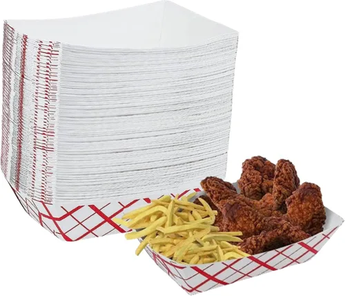 Miniatura 10 de Bandejas de papel para alimentos, papel kraft. Extra grandes (5 libras). Paquete de 250 botes desechables y reciclables. Para condimentos