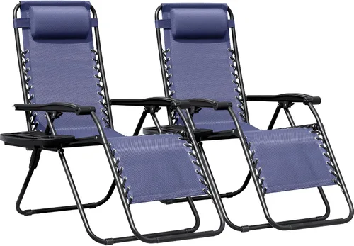 Miniatura 11 de Greesum Sillas Zero Gravity - Juego de 2 sillones reclinables ajustables de malla de acero para playa, terraza, césped, camping, patio, silla Negro
