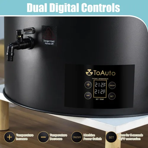 Miniatura 6 de TOAUTO Derretidor de cera digital comercial de 60 libras, máquina de fabricación de velas eléctrica extra grande de 30 L para control de temperatura