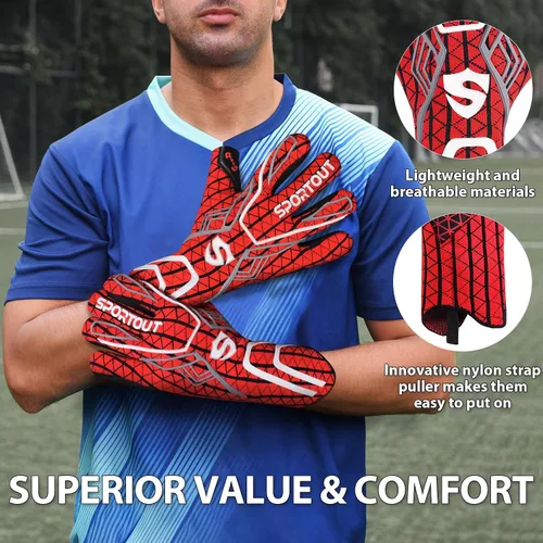 Miniatura 3 de Sportout Guantes de portero, guantes de portero transpirables, guantes de portero de fútbol, látex de 0.157 in, corte negativo, para adultos
