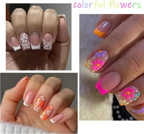 Miniatura 6 de Calcomanías de arte de uñas de flores, holográficas 5D en relieve de flores en relieve de corazón, calcomanías autoadhesivas para uñas, decoración