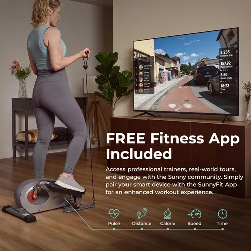 Miniatura 3 de Sunny Health & Fitness Under Desk Elliptical Machine, Portable Sitting or Stand Peddler Exerciser for Seniors Home Office, SunnyFit App Access via