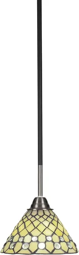 Miniatura 43 de Toltec Lighting Paramount - Mini colgante de 1 luz en acabado negro mate con cristal de arte perla de 7 pulgadas y estilo negro