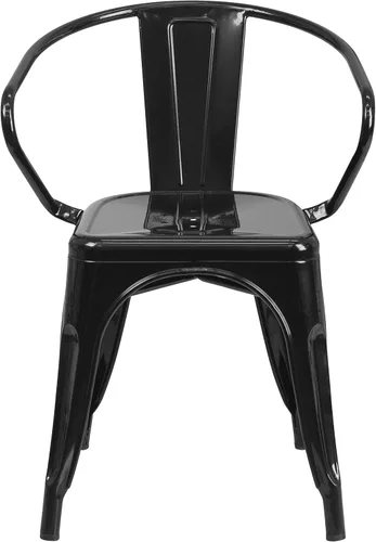 Miniatura 7 de Flash Furniture silla de metal con apoyabrazos, Metal, Negro