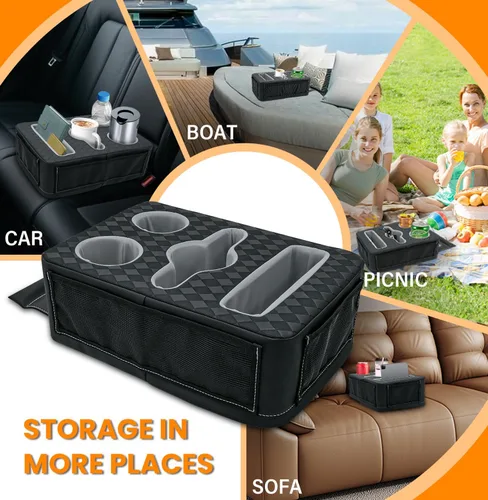 Miniatura 9 de Soporte para tazas de coche, soporte para tazas en el asiento trasero del coche, organizador para cama de camión, bandeja expandible para botes