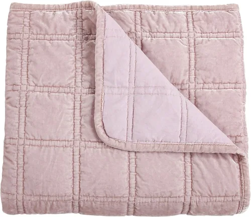 Miniatura 11 de HiEnd Accents - Manta Stella de seda falsa y terciopelo color rosa polvoriento, 50x60 pulgadas, cobijas suaves y acogedoras de doble costura, Rosa