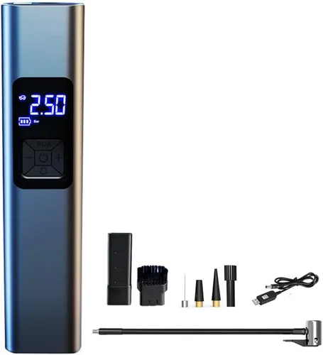 Aspiradora de automóvil, inflador de neumáticos, compresor de aire portátil con indicador de presión, pantalla LED y luz LED, bomba de compresor de