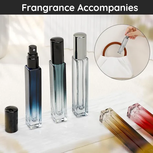 Miniatura 5 de Juego de botellas de perfume de vidrio Segbeauty, paquete de 5 de 10 ml de perfume portátil recargable de viaje, atomizador vacío rociador para Mixto